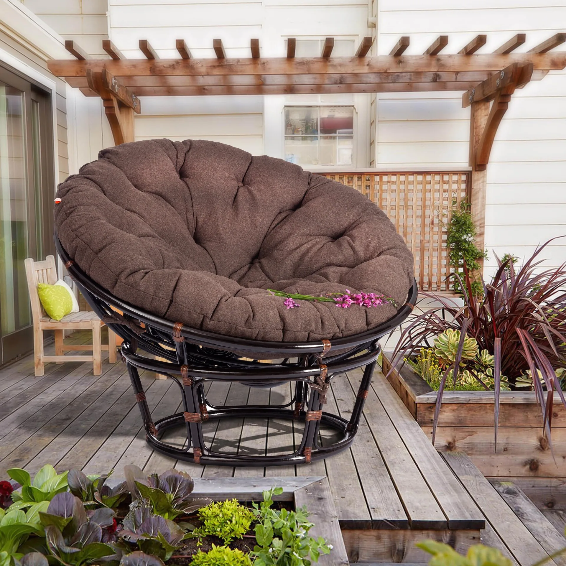 Кресло PAPASAN/ПАПАСАН 23/01 W  /с подушкой/ Antique brown (античный черно-коричневый)_13730.