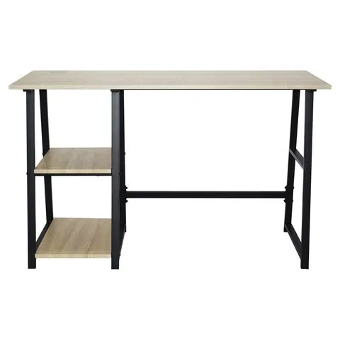 Стол на металлокаркасе BRABIX "LOFT CD-006", 1200х500х730 мм, 2 полки, цвет дуб натуральный, 641226
