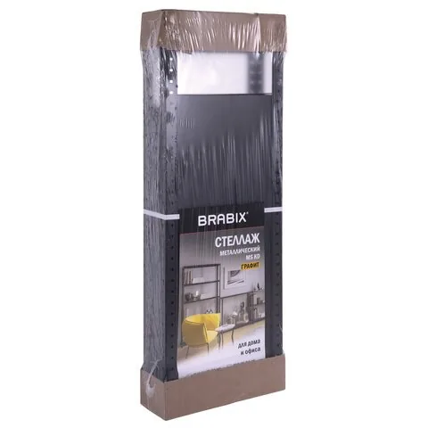 Стеллаж металлический BRABIX "ГРАФИТ MS KD-195/60-6", лофт, 1950х1000х600 мм, 6 полок, 291274, S240BR246693